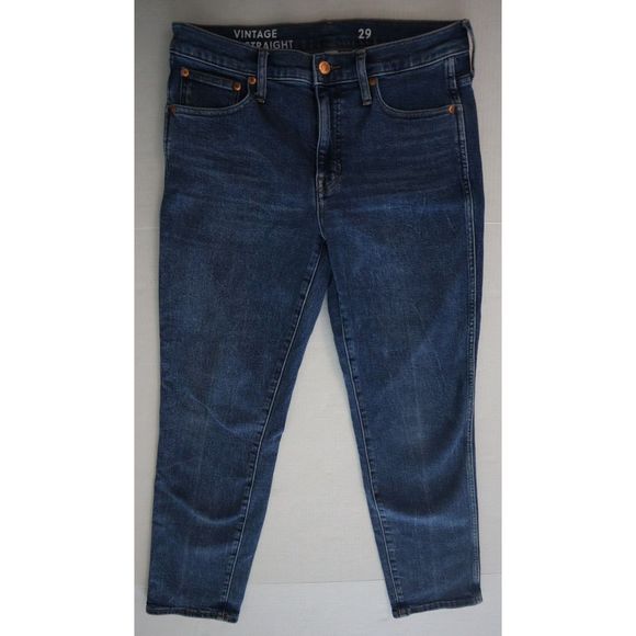 J.Crew BA610 Women's Sz 29 Blue 9" Mid-Rise Vintage Slim Straight Jeans $128 - Picture 1 of 4